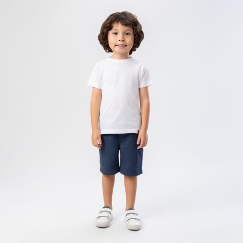 Bermuda de Bebê Masculina em Moletom com Bolsos Laterais - AZUL MARINHO