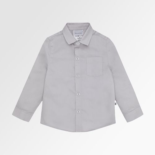Camisa de Bebê Masculina Manga Longa Fio 70 com Bolso - CINZA
