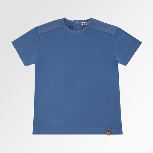 Camiseta de Bebê Masculina Manga Curta Malha com Recorte - AZUL