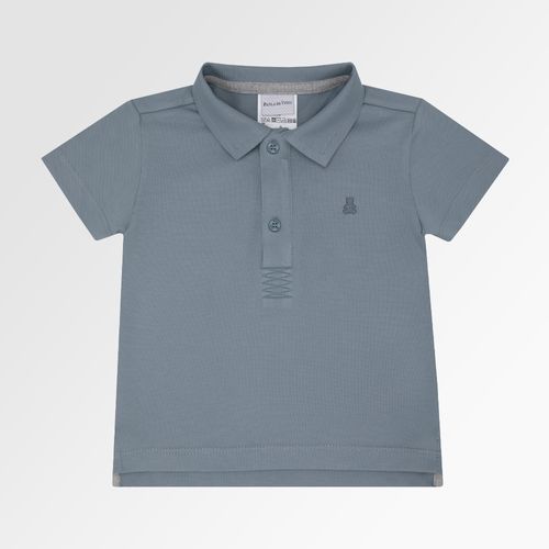 Camiseta Polo de Bebê Masculina Manga Curta Piquet Pima - CINZA