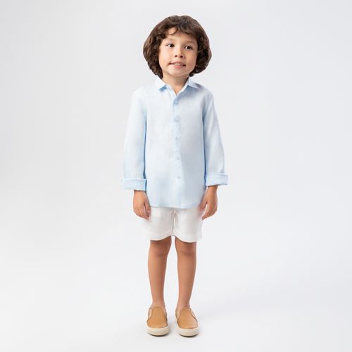 Bermuda de Bebê Masculina Puro Linho com Bolso - BRANCO