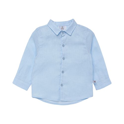 Camisa de Bebê Masculina Manga Longa Puro Linho - AZUL BEBE