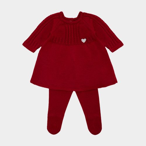 Saída de Maternidade Feminina com Manta Tricot Vestido Trança Finas - VERMELHO