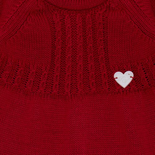 Saída de Maternidade Feminina com Manta Tricot Vestido Trança Finas - VERMELHO