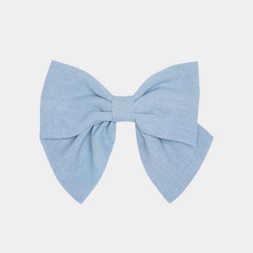 Laço de Cabelo Infantil Linho Ponta Reta - G - AZUL CLARO