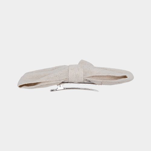 Laço de Cabelo Infantil Linho Ponta Reta - G - KAKI