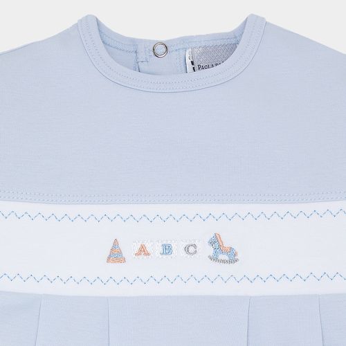 Macacão de Bebê Masculino Curto Egípcio Gold com Bordados - AZUL BEBE