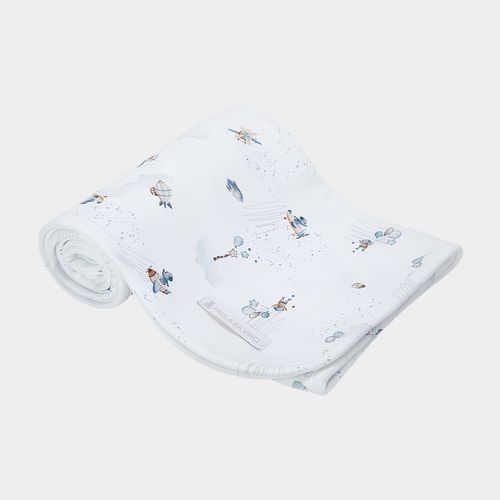 Manta de Bebê Egípcio Gold Fio 50 Estampa Lunare - AZUL BEBE