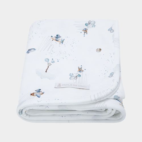 Manta de Bebê Egípcio Gold Fio 50 Estampa Lunare - AZUL BEBE