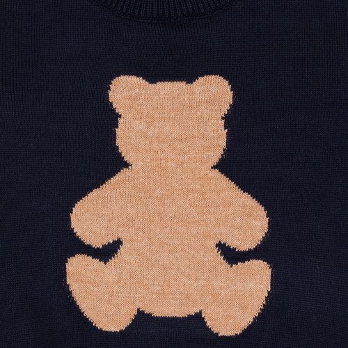 Blusa Tricot de Bebê Masculina Manga Longa Jacquard Urso Bimbi - AZUL MARINHO