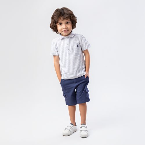 Conjunto de Bebê Masculino Polo com Bermuda - AZUL MARINHO
