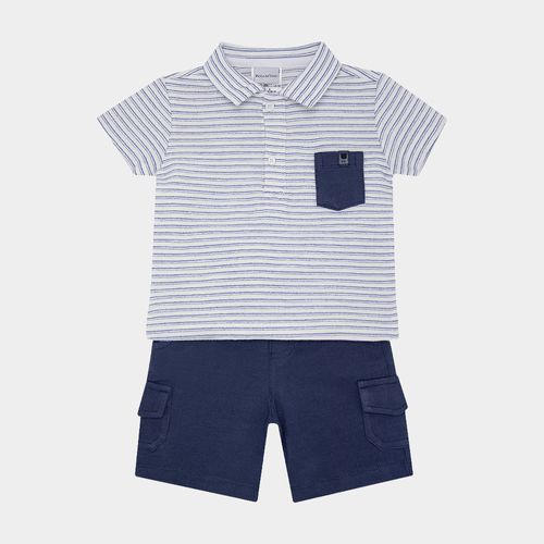 Conjunto de Bebê Masculino Polo com Bermuda - AZUL MARINHO