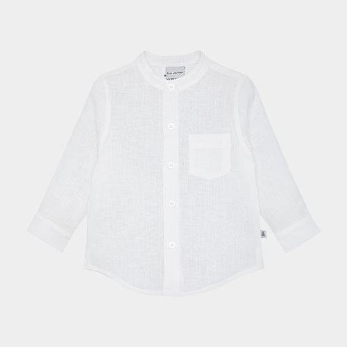 Bata de Bebê Masculina Manga Longa Puro Linho - BRANCO