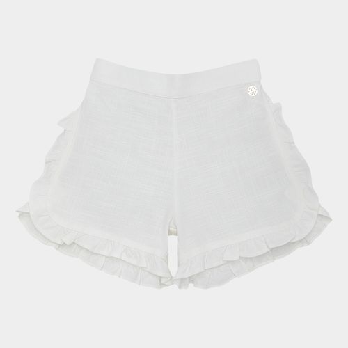 Shorts Infantil Feminino com Babados - BRANCO
