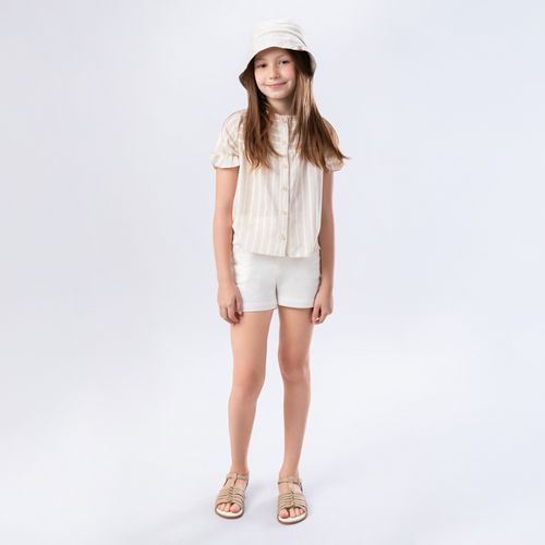 Shorts Infantil Feminino Sarja - OFF WHITE