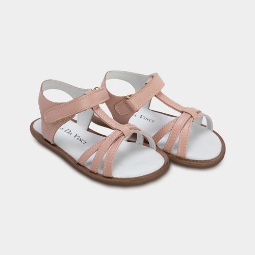 Sandália Infantil Feminina Couro com Tiras Finas - FLORAL