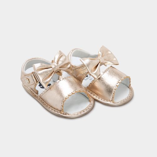 Sandália de Bebê Feminina Couro com Babadinhos e Laço - GLACE