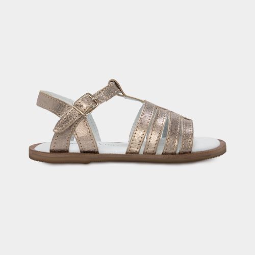 Sandália Toddler Feminina Couro com Tiras - METALIC