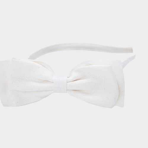 Tiara Infantil com Laço de Pontas Linho - BRANCO