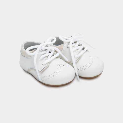 Sapato de Bebê Masculino Couro Bicolor - BCO/OFF WHITTE