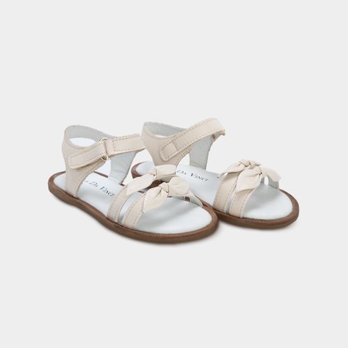 Sandália Toddler Feminina Couro com Laços - OFF WHITE