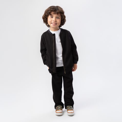 Conjunto de Bebê Masculino Piquet Felpado com Punho - PRETO