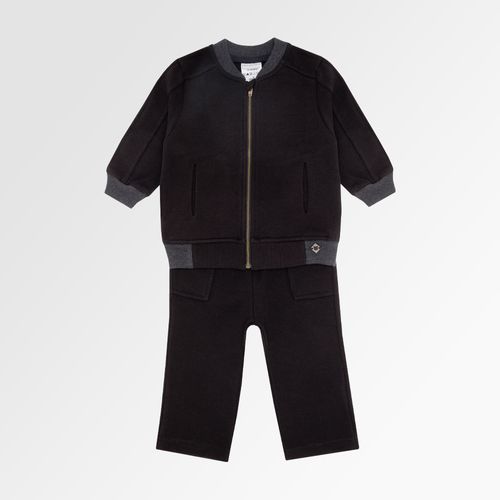 Conjunto de Bebê Masculino Piquet Felpado com Punho - PRETO