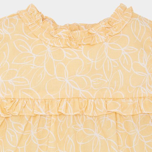 Conjunto de Bebê Feminino Fustão Fio 60 Estampa Criar - AMARELO