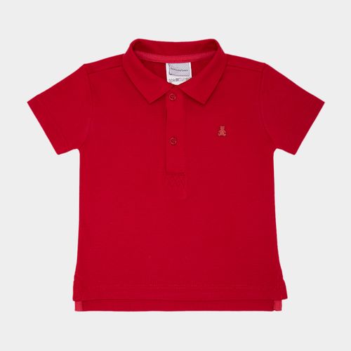 Camiseta Polo de Bebê Masculina Manga Curta Malha Pima - VERMELHO