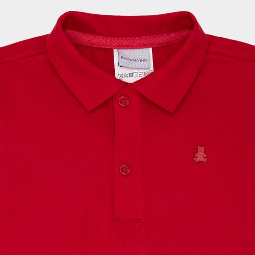 Camiseta Polo de Bebê Masculina Manga Curta Malha Pima - VERMELHO