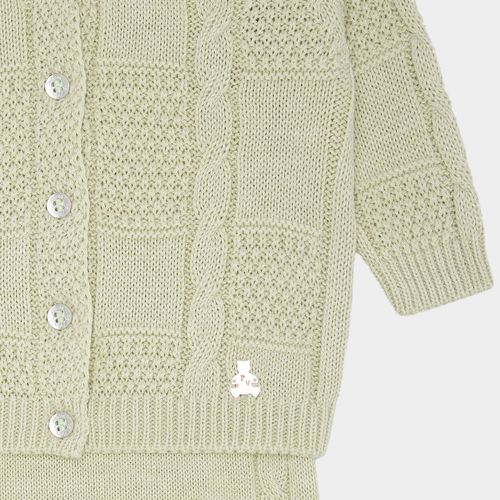 Saída de Maternidade Masculina com Manta Tricot Quadrados Ponto Trança - ALOE WASH