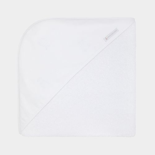 Toalha de Banho de Bebê com Capuz Urso Richelieu - BRANCO/BRANCO