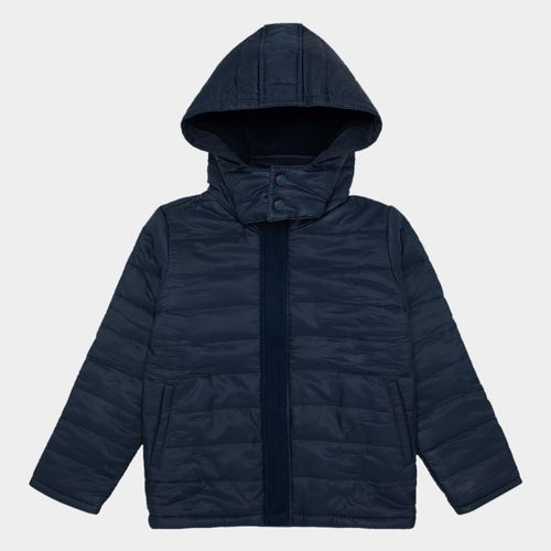 Casaco Infantil Masculino Matelassê com Capuz - AZUL MARINHO