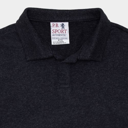 Camiseta Polo Infantil Masculina Manga Longa - PRETO