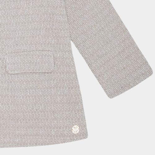 Casaco Infantil Feminino Tweed com Bolsos Longo - AREIA
