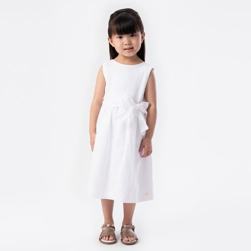 Vestido de Bebê Feminino Puro Linho - BRANCO