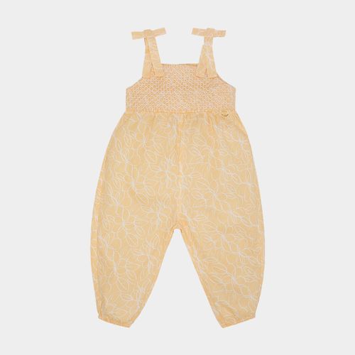 Jardineira de Bebê Feminina Fustão Fio 60 Estampa Criar - AMARELO