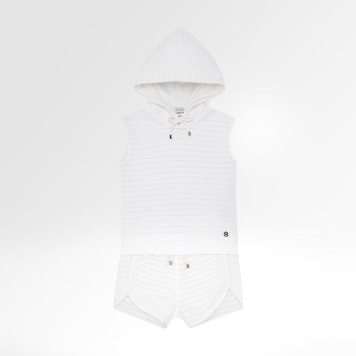 Conjunto de Bebê Feminino Moletom Jacquard - OFF WHITE