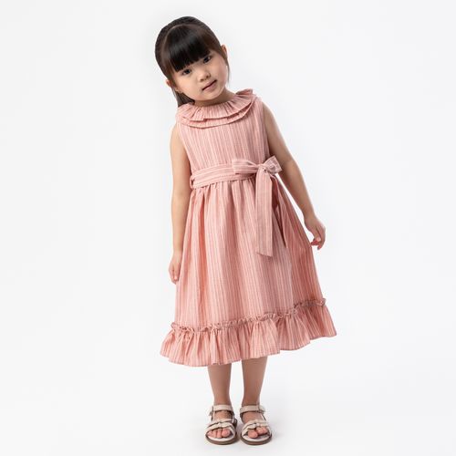 Vestido de Bebê Feminino Listrado com Babados - ROSE
