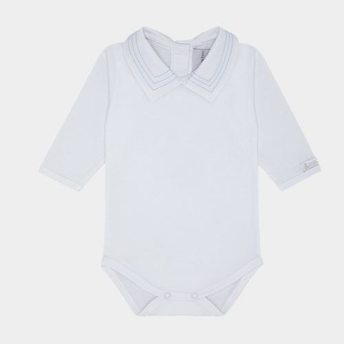 Body de Bebê Masculino Manga Longa Bordado à Mão - AZUL BB