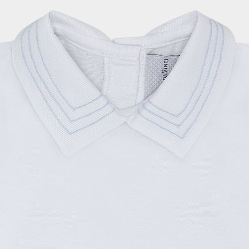 Body de Bebê Masculino Manga Longa Bordado à Mão - AZUL BB
