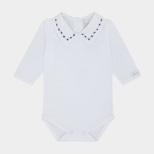 Body de Bebê Masculino Manga Longa com Bordado em X - AZUL/AZM