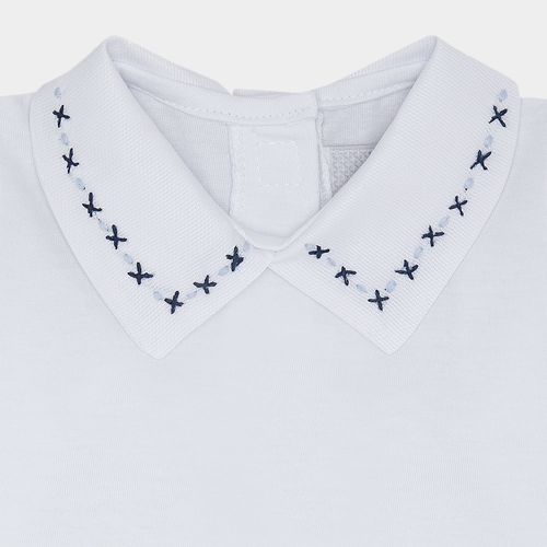 Body de Bebê Masculino Manga Longa com Bordado em X - AZUL/AZM