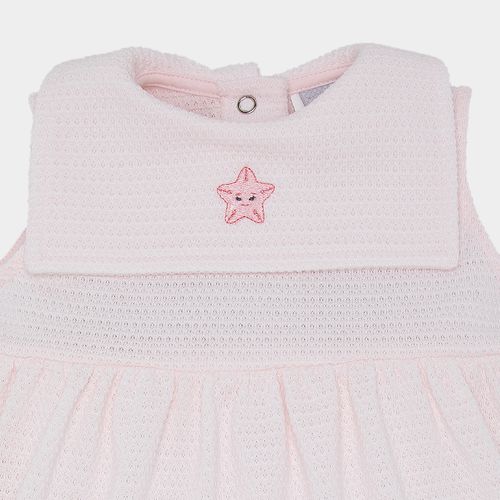 Macacão Vestido de Bebê Feminino Tricot Jetty Bordado Estrela - ROSA BEBE