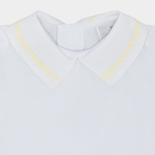 Pagão de Bebê Manga Longa com Bordado em Zig Zag Feito à Mão - AMARELO