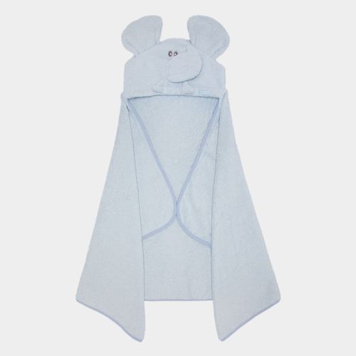 Toalha de Banho de Bebê com Capuz Elefante - AZUL
