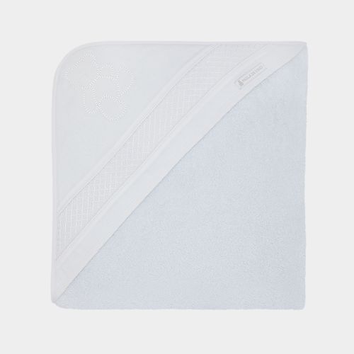 Toalha de Banho de Bebê com Capuz Ponto Smock - BRANCO/BRANCO