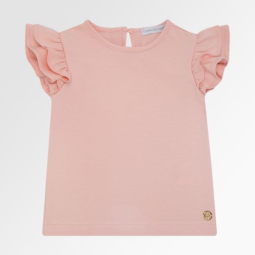 Blusa de Bebê Feminina Manga Curta com Babados - ROSA