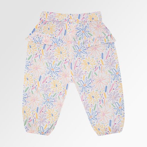 Calça de Bebê Feminina Fustão Fio 60 Estampa Expressar - BRANCO