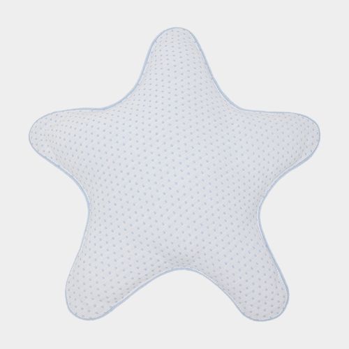Almofada Decorativa Estrela Jacquard com Poás - AZUL